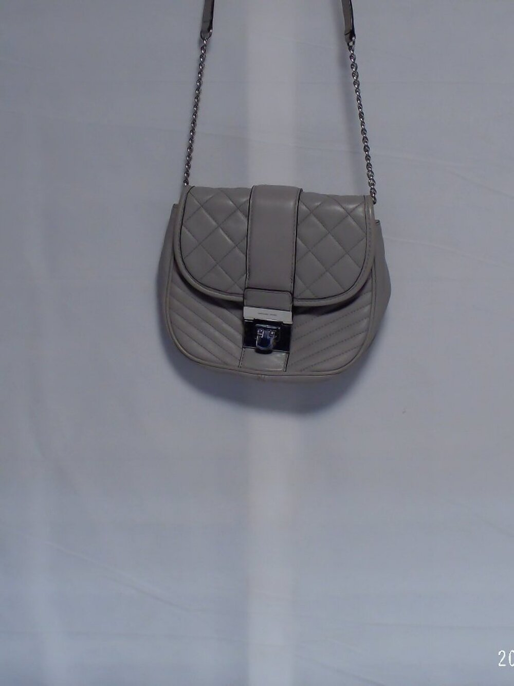 'Pre-Owned' Michael Kors Elisa Small Gray Crossbody Quilted Leather Purse